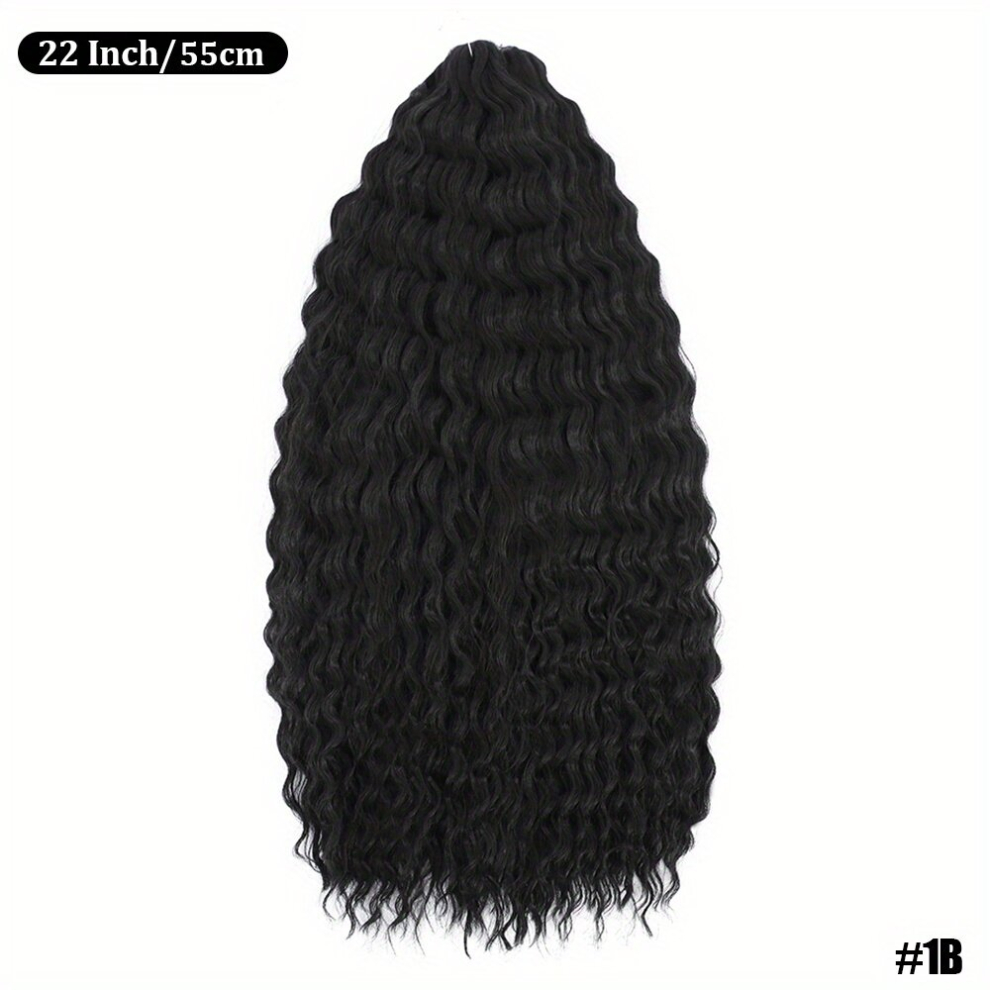 Unisex Black Ocean Wave Crochet Hair Extensions Synthetic Curly Crochet Braiding Hair Extensions For Women