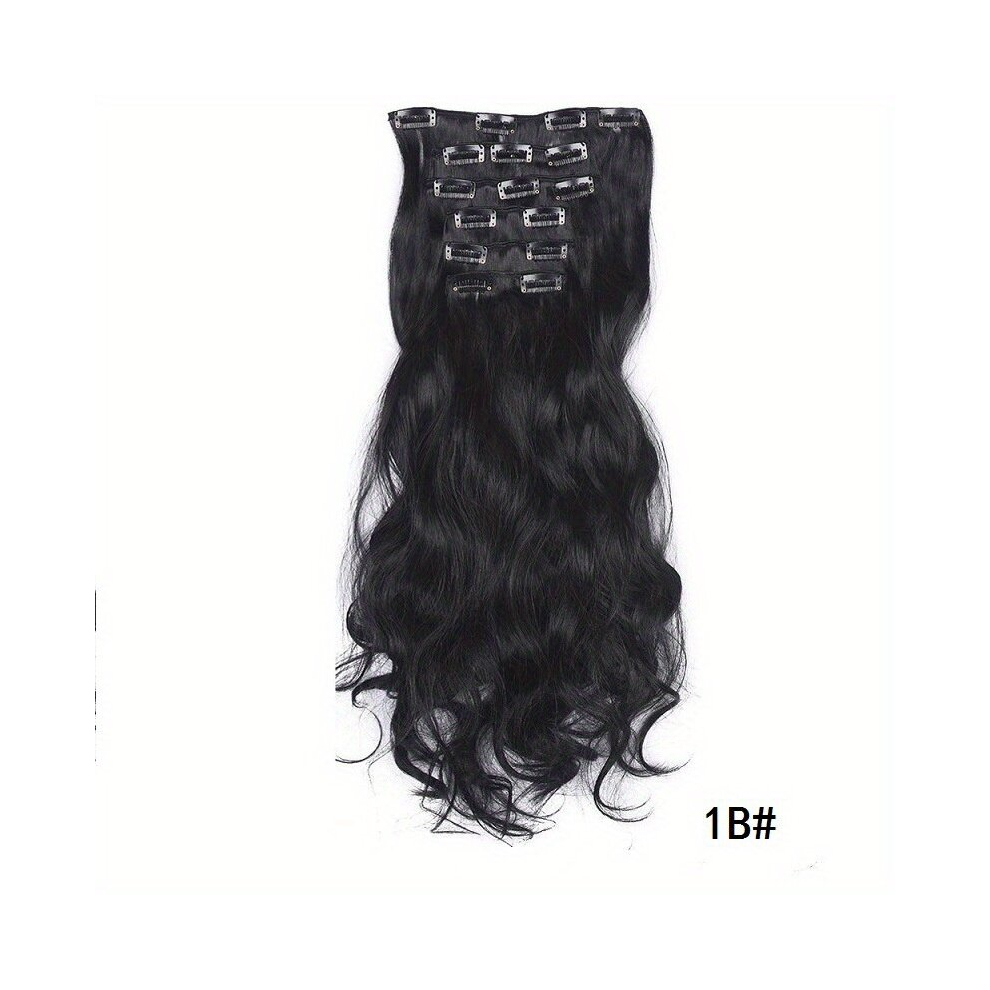6pcs Set Wavy Curly Hair Extensions 16 Clip In Synthetic Fiber Hair Extensions For Women