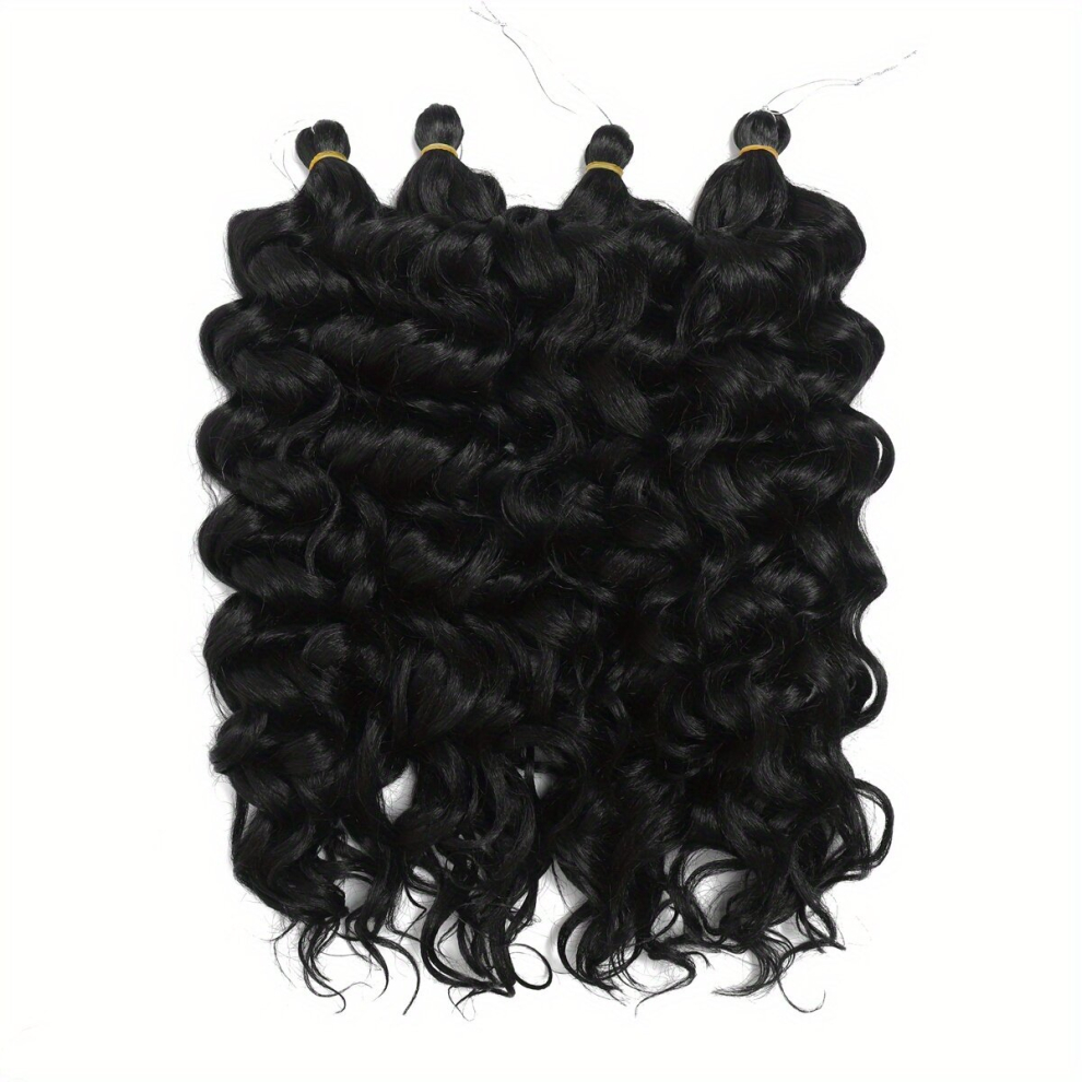 Unisex Black Wave Crochet Hair Extensions 50 8 Cm Ocean Wave Braids Deep Wave Crochet Synthetic Hair Extensions 4 Packs Crochet Braids Extensions For Diy