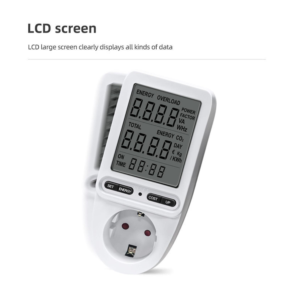 Watt Meter Power Meter Plug Lcd Electricity Usage Monitor Electrical Power Consumption Watt Meter Tester 230V 9379873038887