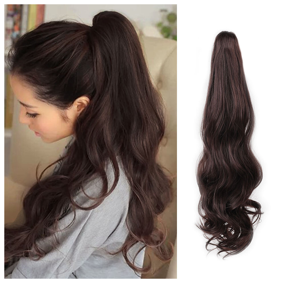 Unisex Multicoloured Long Ponytail Claw On Ponytail Long Wavy Clip In Hair Extension Synthetic Hairpiece Fluffy Curly Clip In Pony Tail For Women Daily 55 88 Cm