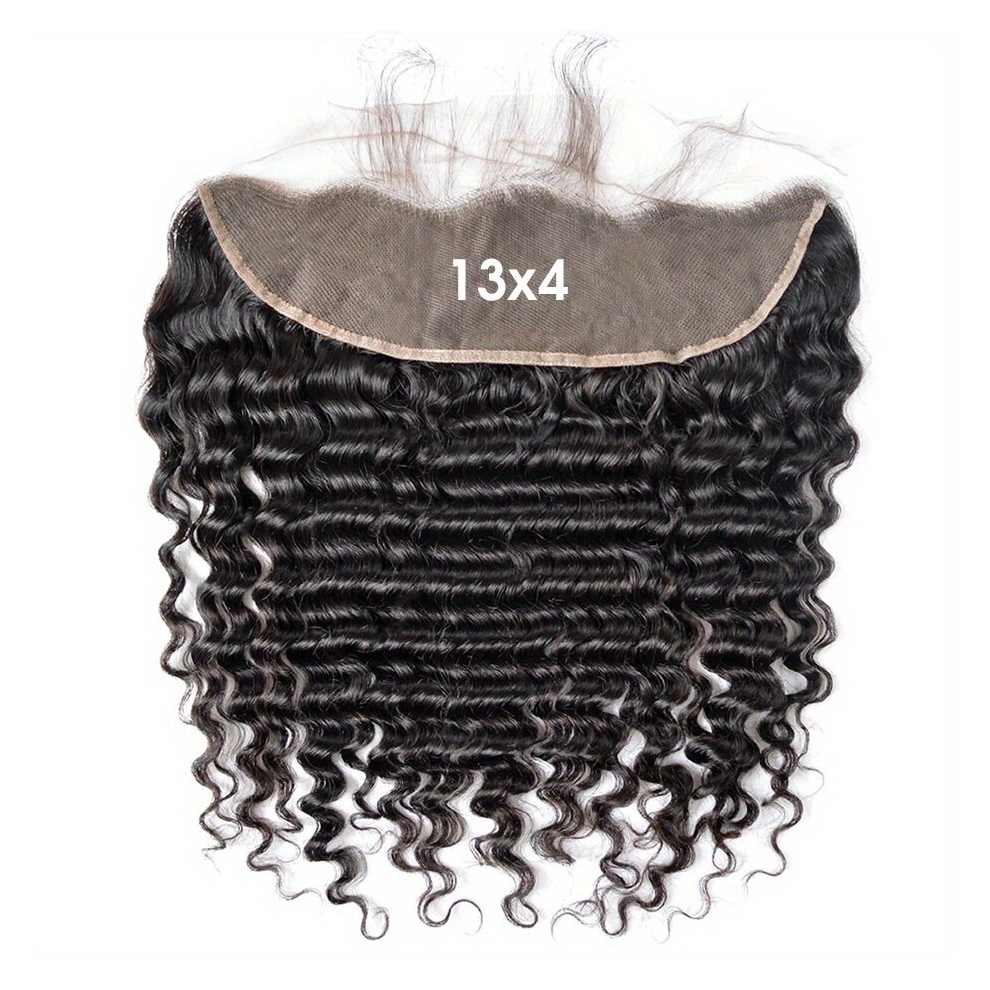 Unisex Multicoloured 13X4 Lace Frontal Brazilian Deep Wave Human Hair Pre Plucked Lace Frontals Natural 1Pcs Human Hair Closure