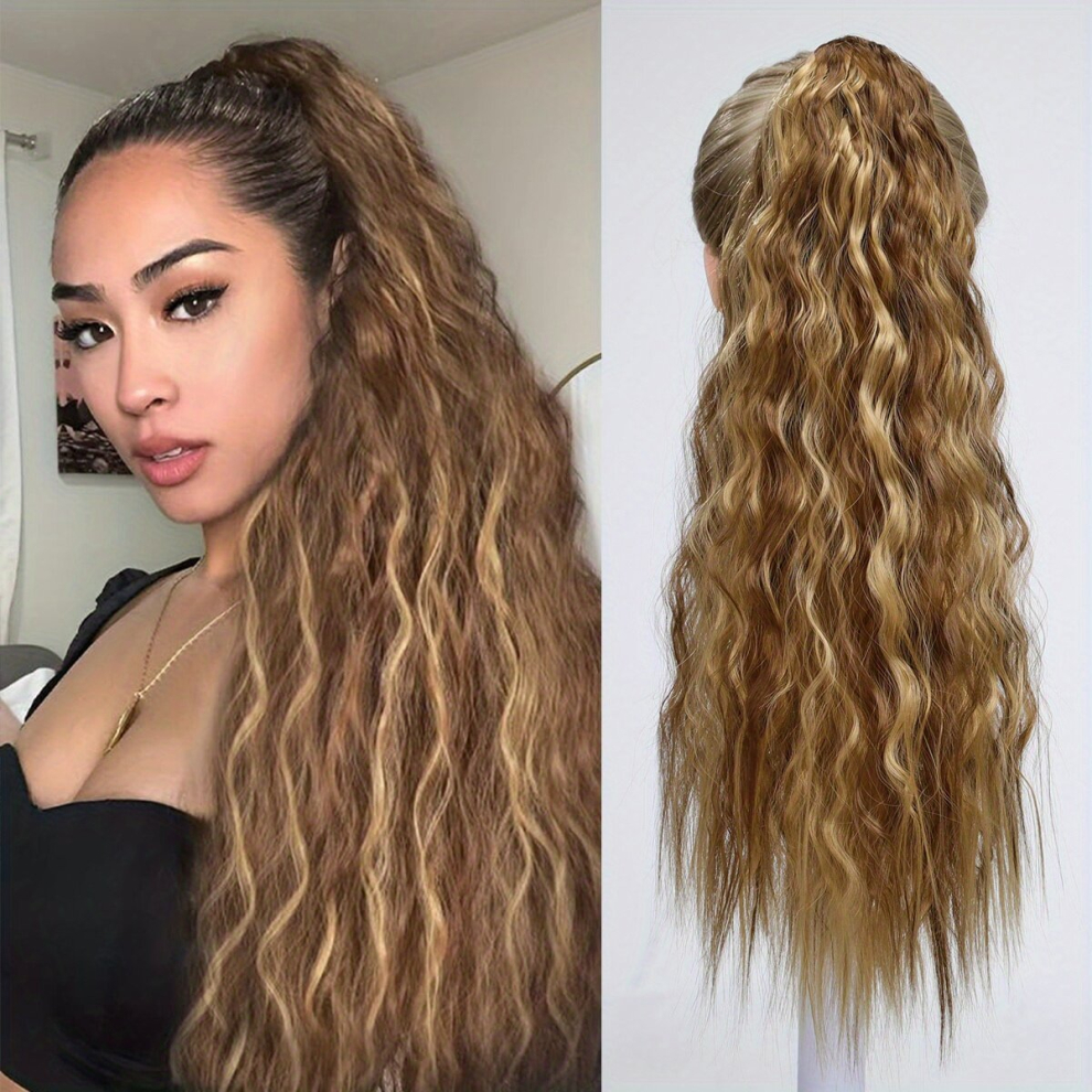 Unisex Multicoloured Ponytail With Hair Tie Wrapped Around Long Wavy Ponytail Extensions Synthetic Clip In Hair Extensions Natural Looking For Daily Use