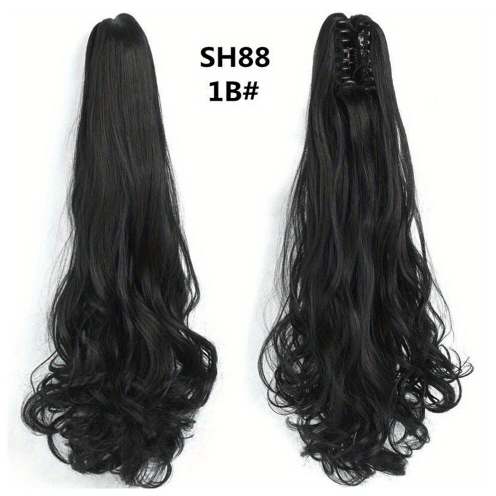 Unisex Black Claw Clip On Ponytail Hair Extension Synthetic Ponytail Extension Hair For Women Pony Tail Hairpiece Curly Style