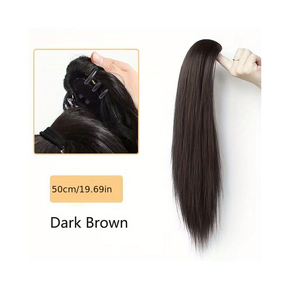 Long Straight Claw Ponytail Clip In Hair Extensions Natural Look and Easy to Use