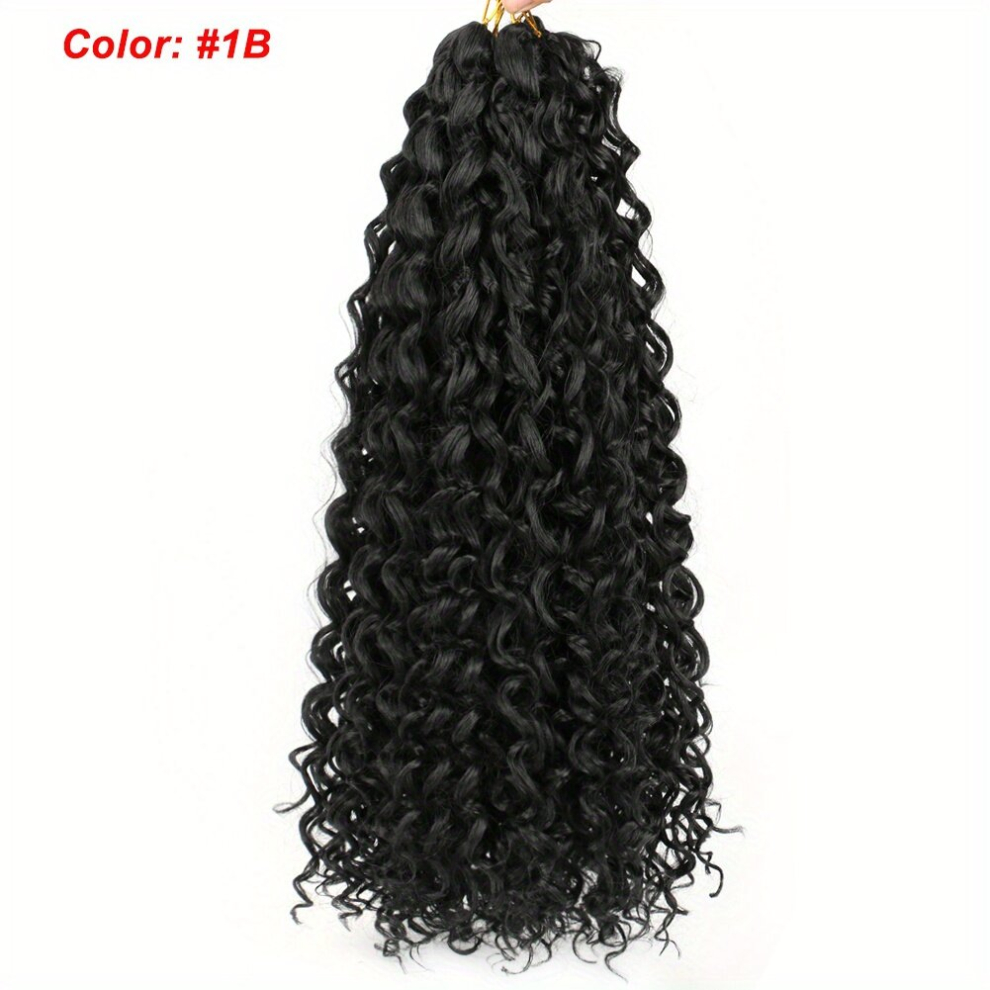 Unisex Black 45 72 Cm Curly Crochet Hair Extensions Synthetic Ocean Wave Crochet Braiding Hair Extensions For Women