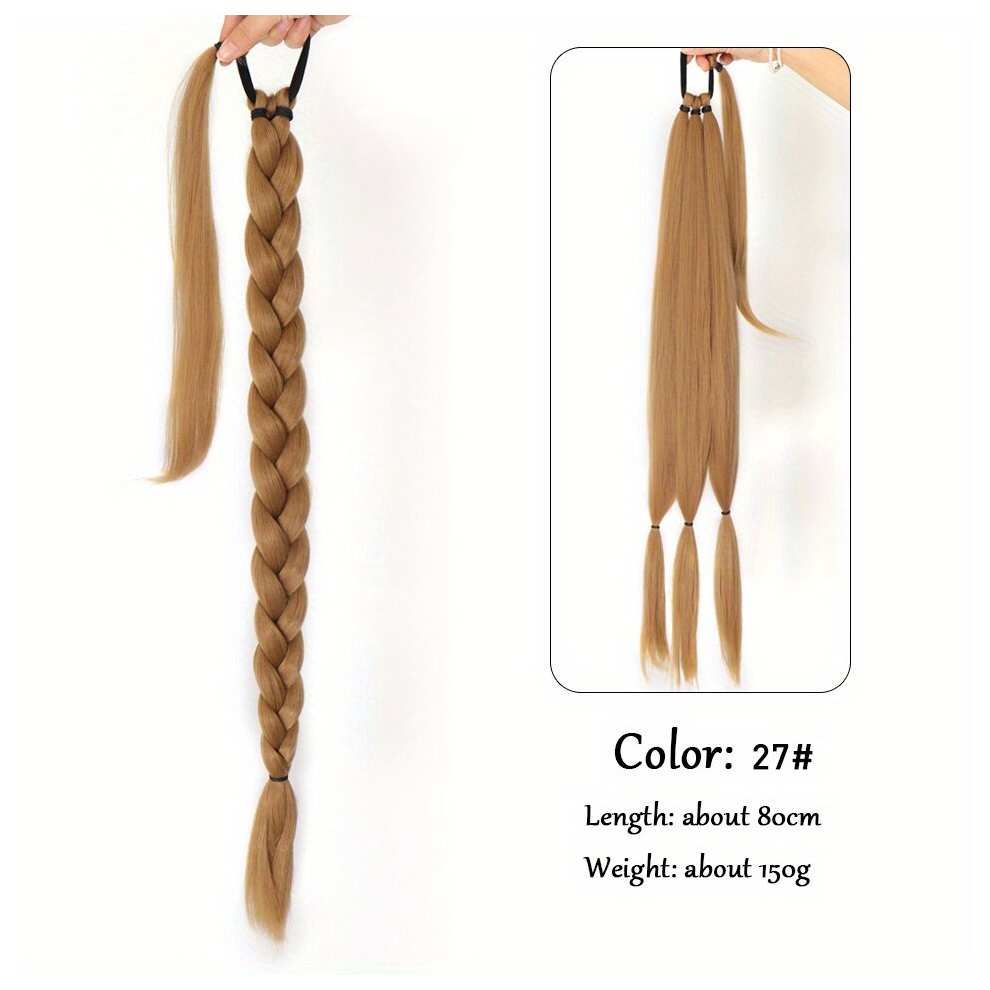 Braids Ponytail Extensions Synthetic Boxing Wrap Around Hair With Rubber Band For Women High Temperature Fiber Hairpieces