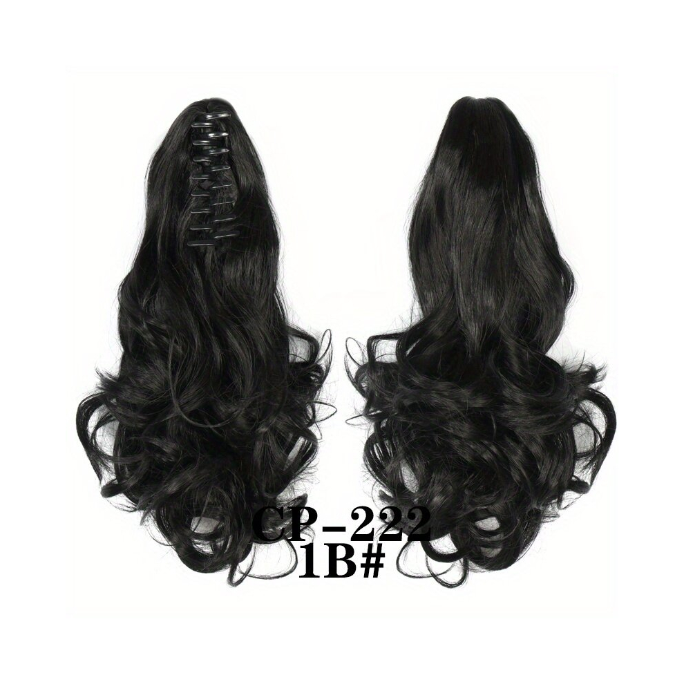 Unisex Black 35 56 Cm Natural Looking Curly Wavy Ponytail Extensions Fluffy Claw Clip In Ponytail Extensions For Women Girls