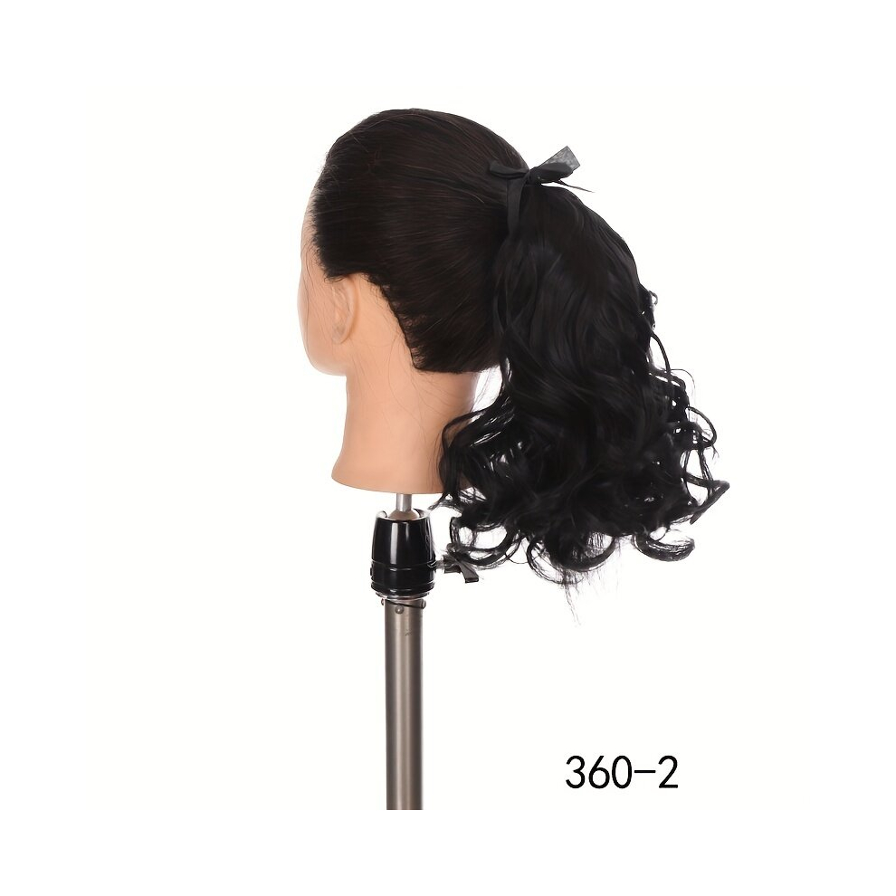 Ponytail With Ribbon Tie Wrapped Around Short Curly Wavy Ponytail Extensions Synthetic Hair Extensions Natural Looking For Daily Use
