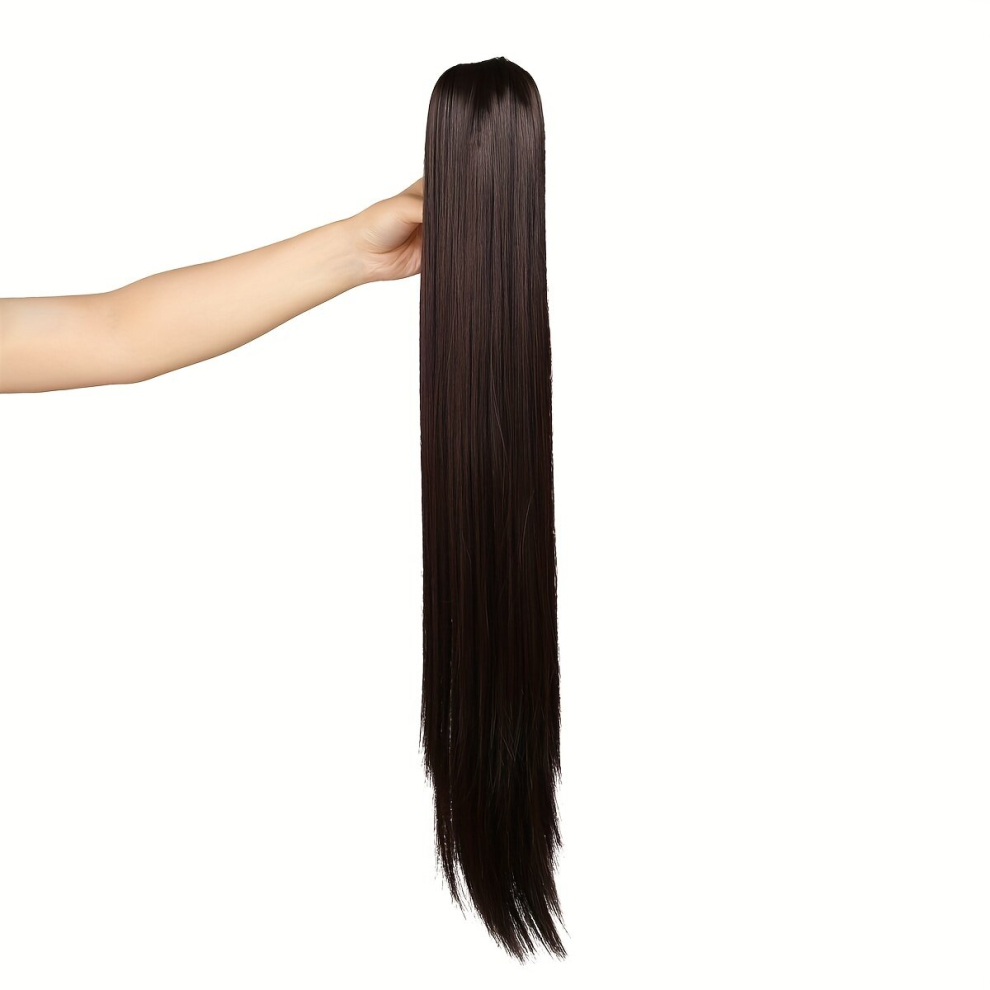 Claw Ponytail Long Straight Ponytail Extensions Synthetic Clip In Hair Extensions Natural Looking For Daily Use