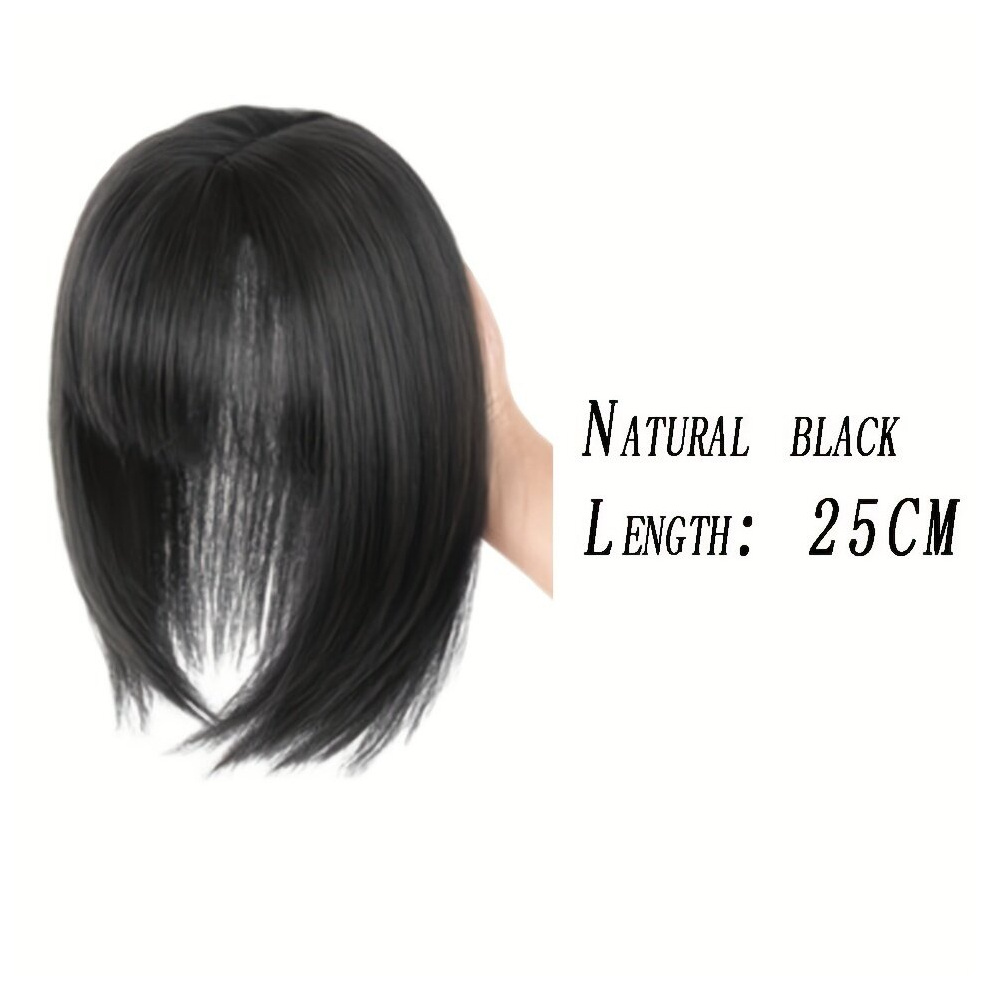 Unisex Multicoloured Synthetic Hair Topper With Bangs 3D French Bangs For Women Natural Looking For Daily Use