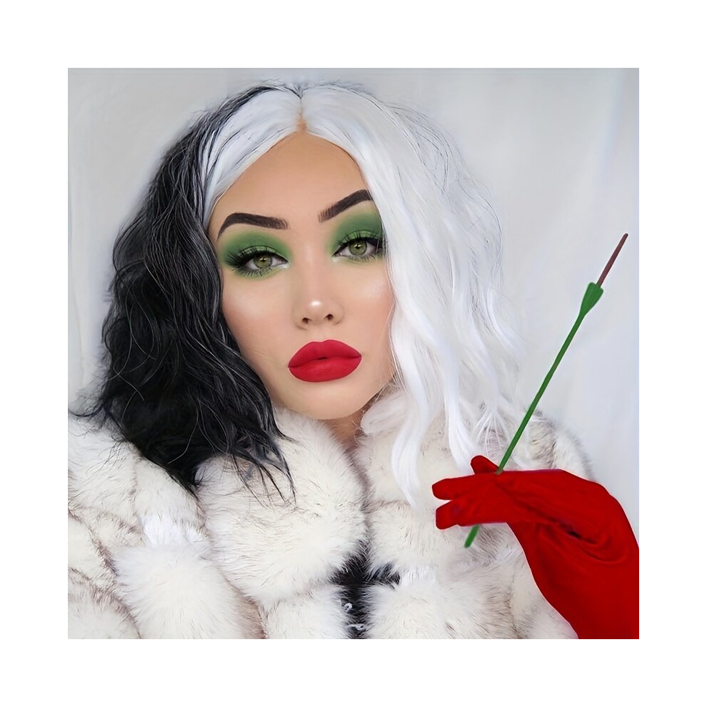 Unisex Multicoloured Costume Wigs Bicolor And Short Curly Bob Wig Synthetic Wig Movie Cosplay Wig For Halloween Cosplay Party