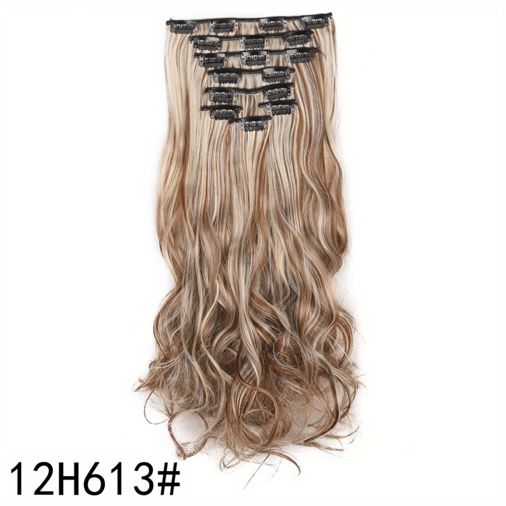 7pcs set Long Curly Wavy Hair Pieces Synthetic Clip In Hair Extensions Natural Looking For Daily Use