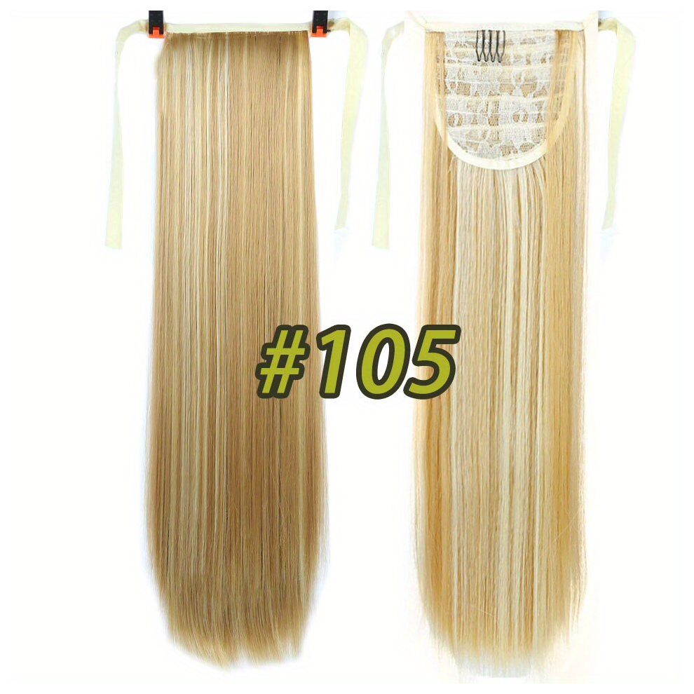55 88 Cm Synthetic Long Straight Ponytail Extensions Natural Looking Hair Extensions With Tie Wrap Around Hair Extensions For Women