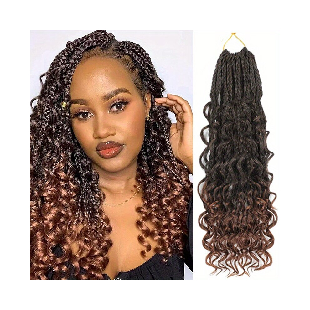 45 72 Cm Goddess Box Braids Crochet Hair For Women Crochet Box Braids Pre Looped Boho Box Braids Crochet With Curly Ends Pre Looped Synthetic Braiding
