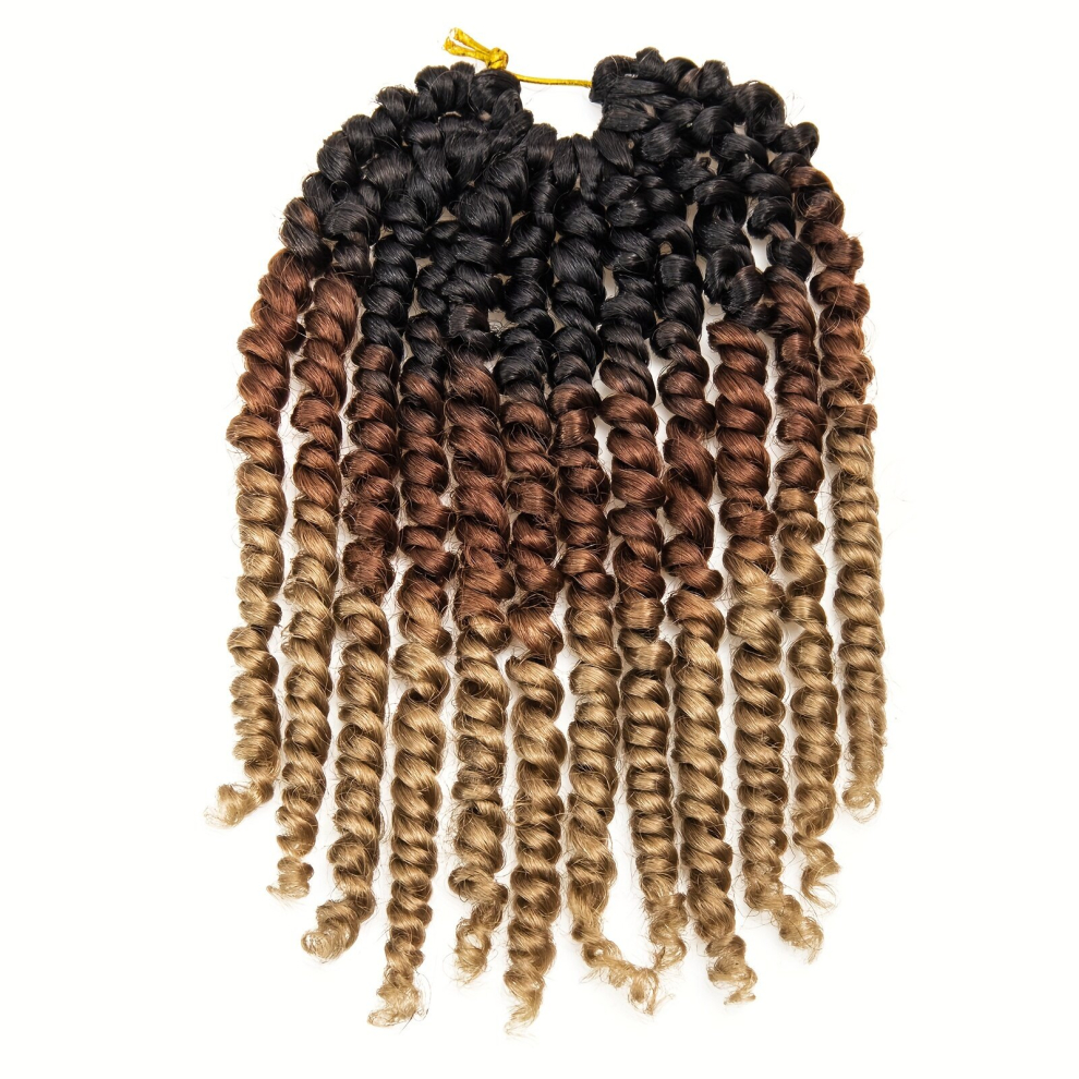 Unisex Multicoloured Pre Twisted Passion Twist Crochet Hair 10 Inch Ombre Hair For Passion Twist Braiding Curly Ends Hair Extensions