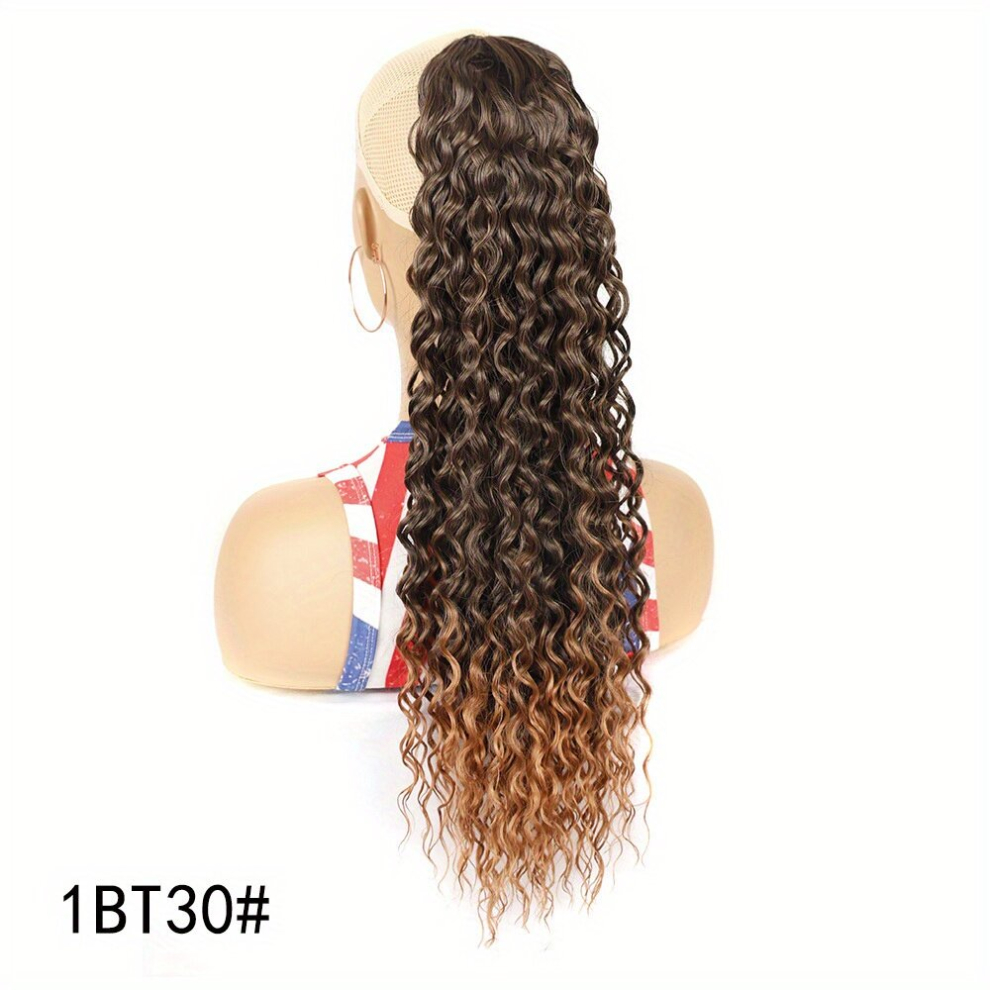 Hip Hop Ponytail Drawstring Deep Curly Hair Chemical Fiber Drawstring Ponytail Two Strands Braids Colorful Small Braids