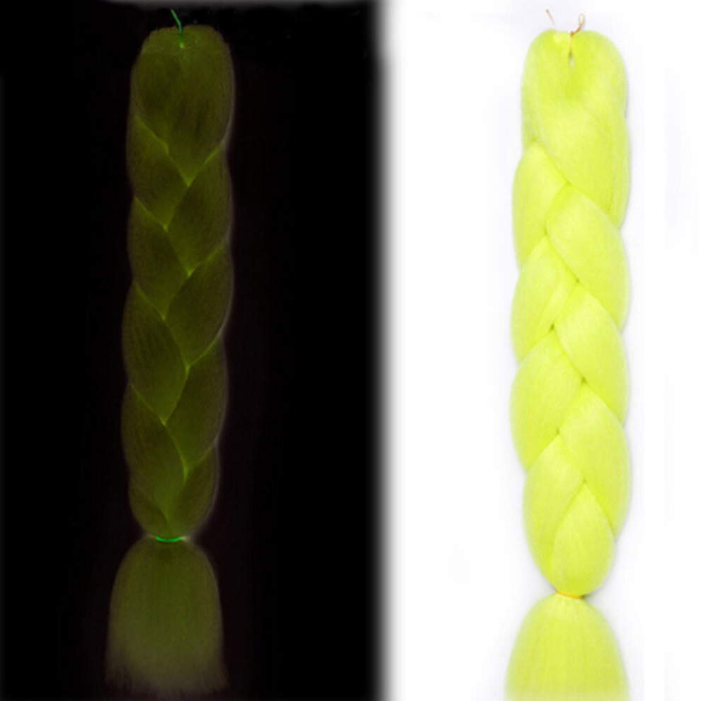 Glow In The Dark Synthetic Fiber Fluorescent Braiding Hair Extension Synthetic Crochet Braids Hair Extensions Jumbo Braiding Hair Extension