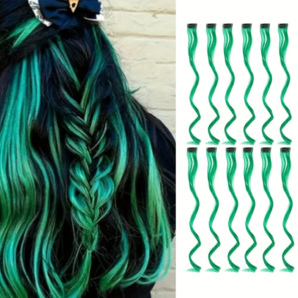 12pcs Highlight Curly Hair Extensions Y2K Hair Piece 55 Clip In Hair Extensions For Women Girls Synthetic Hairpieces Wig For Halloween Party Or Daily