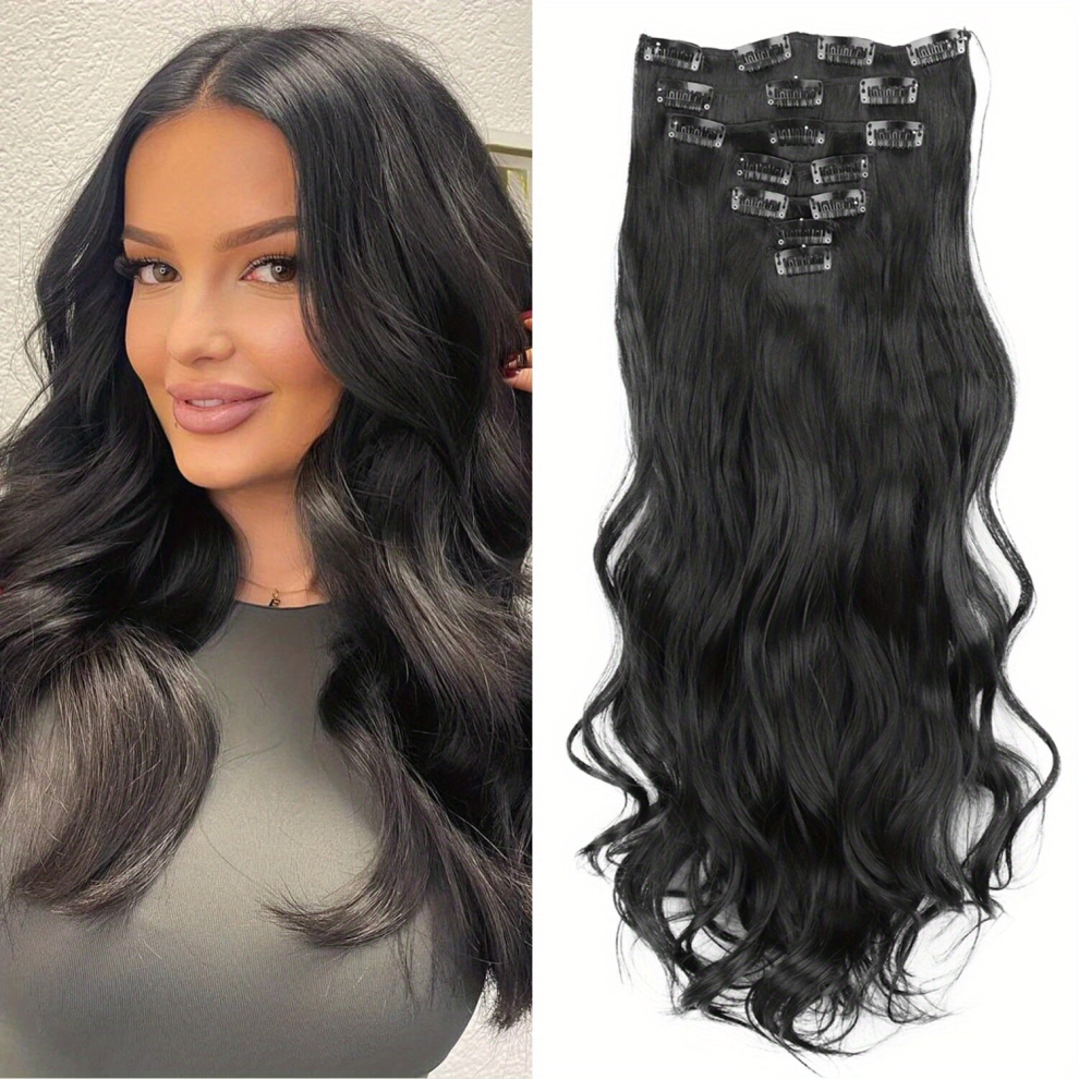 Long Curly Synthetic Clip In Hair Extensions Natural Looking For Daily Use
