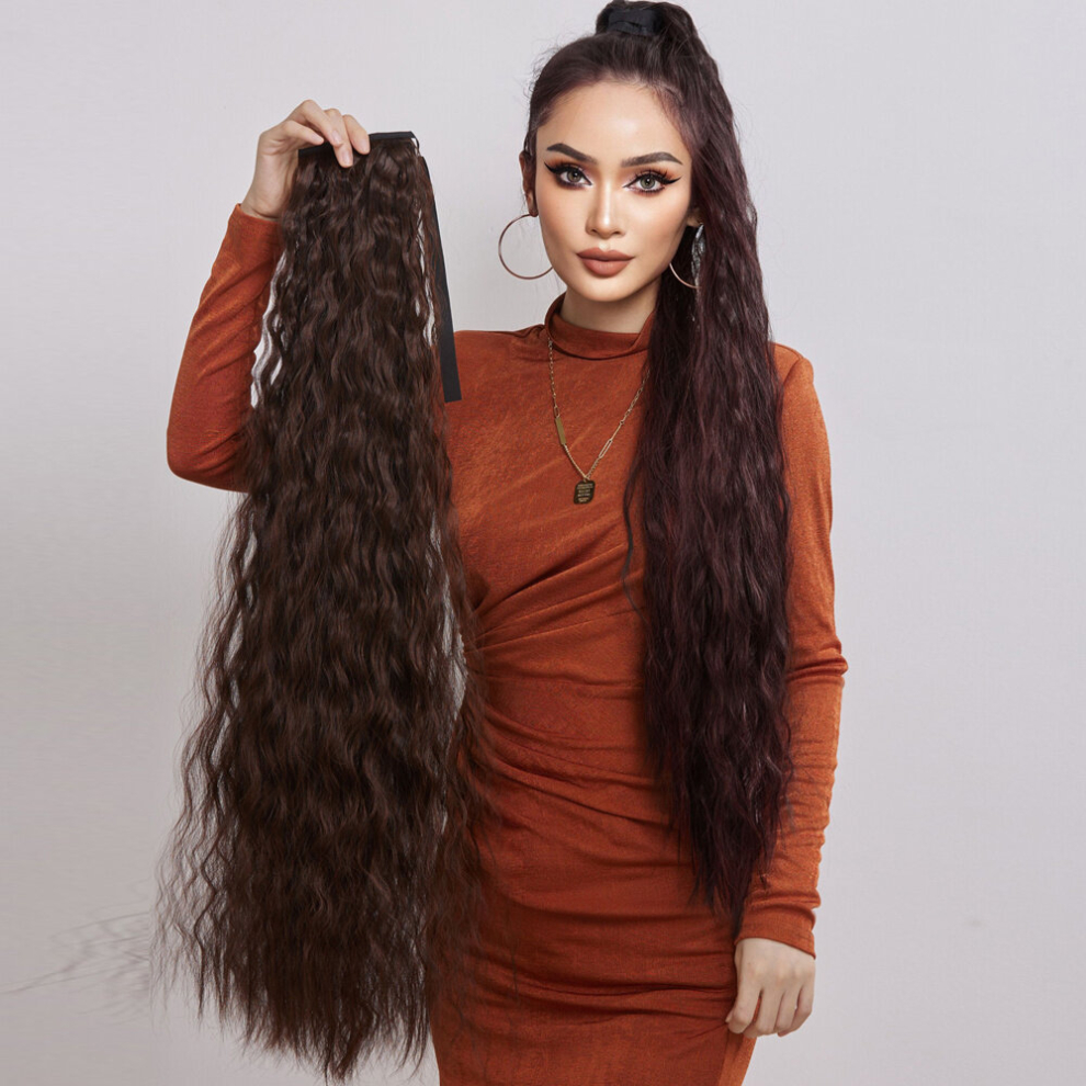Unisex Multicoloured Ponytail With Hair Tie Wrapped Around Long Curly Wavy Ponytail Extensions Synthetic Clip In Hair Extensions Natural Looking For Daily Use