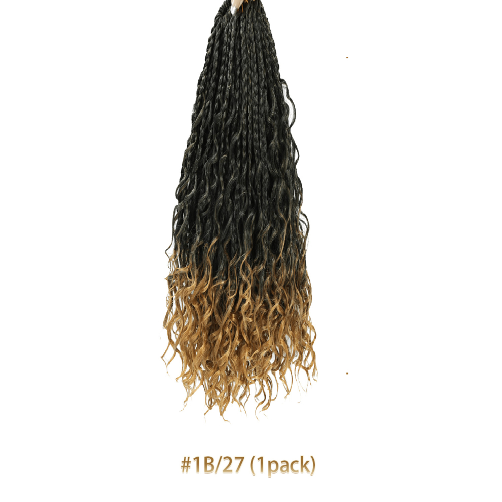50 8 Cm Boho Box Braids Crochet Hair Pre looped Crochet Hair Goddess Crochet Box Braids Hair With Curly Ends Synthetic Braiding Hair For Women 1B