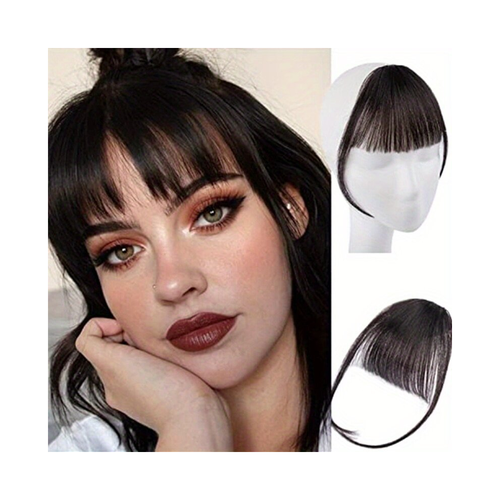 Unisex Black Natural Forehead Human Hair Fringes Air Bangs Wig Female Piece Real Comic Flush Bangs Invisible Human Hair Bangs