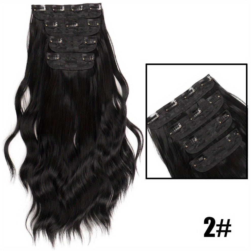 Unisex Multicoloured 4Pcs Long Water Wave Synthetic Hairpieces