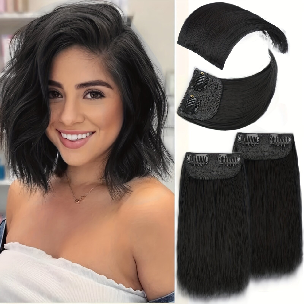 Hair Pads Straight Hair Pieces Synthetic Clip In Hair Extensions Natural Looking For Daily Use