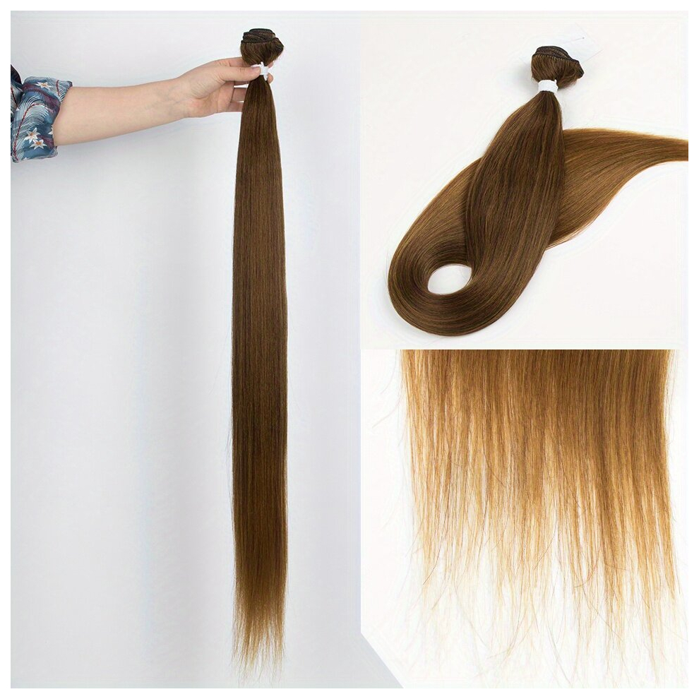 Long Straight Ponytail Bundles Synthetic Hair Weaves for Women Natural Looking and Daily Use