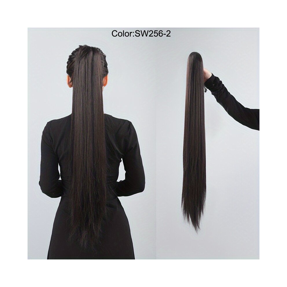 81 28 Cm Long Straight Ponytail Extensions Straight Claw Clip In Hair Extensions Synthetic Fiber Hair Pieces For Women
