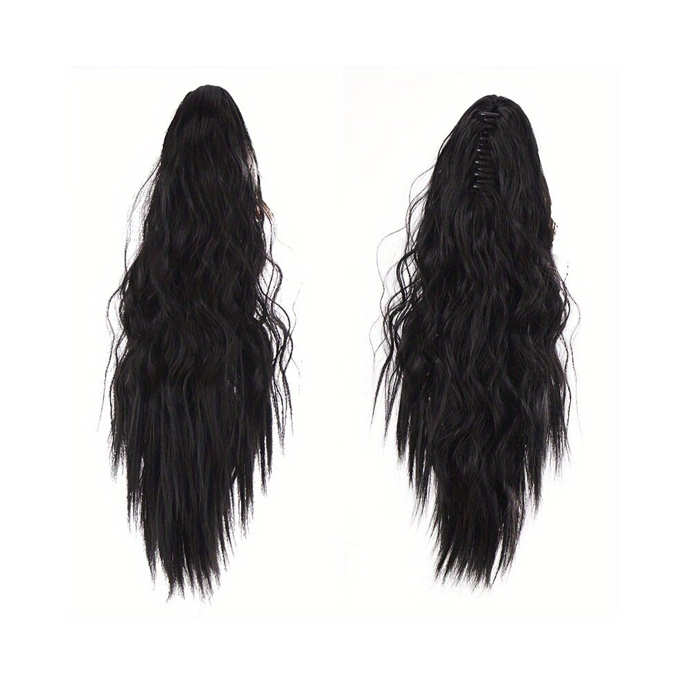 Curly Wave Ponytail Extension Claw Clip Ponytail Hair Curly Synthetic Hairpieces For Women Daily Looking Black