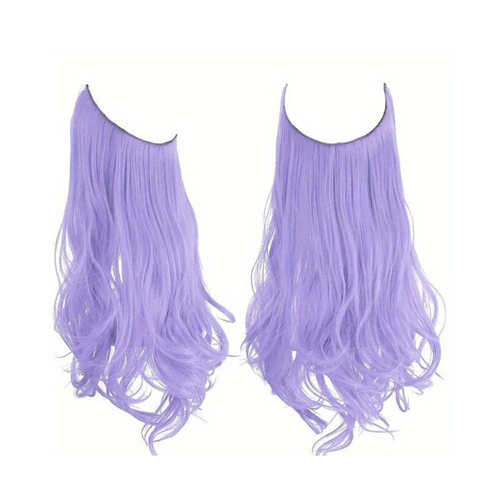 Unisex Multicoloured Long Curly Wavy Hair Pieces Synthetic Fishing Line Hair Extensions Natural Looking For Daily Use