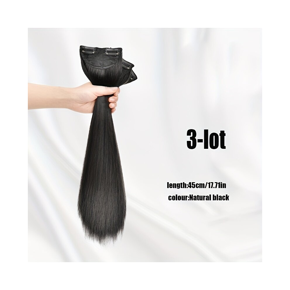 3pcs set Long Straight Hair Pieces Synthetic Clip In Hair Extensions Natural Looking For Daily Use
