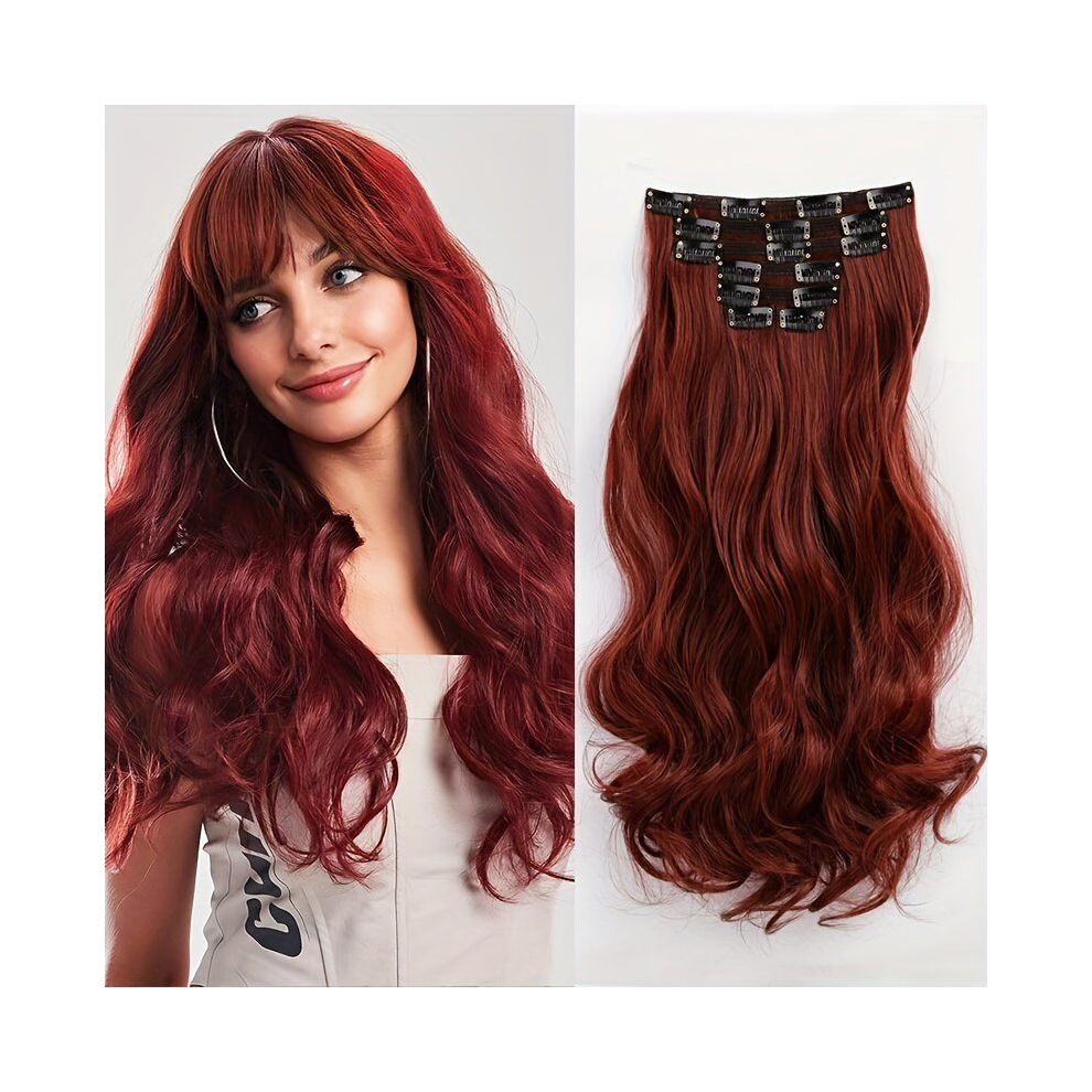 6pcs set Long Wavy Hair Pieces Synthetic Clip In Hair Extensions Natural Looking For Daily Use