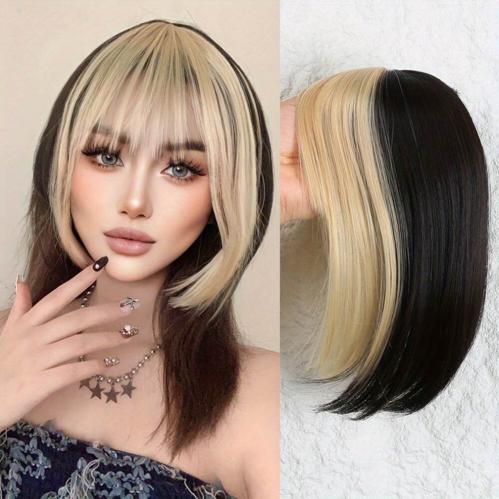 Mixed Blonde Pink Bangs Synthetic Fiber Hair Wigs Replacement Wigs For Women Girls Costume Wig Halloween