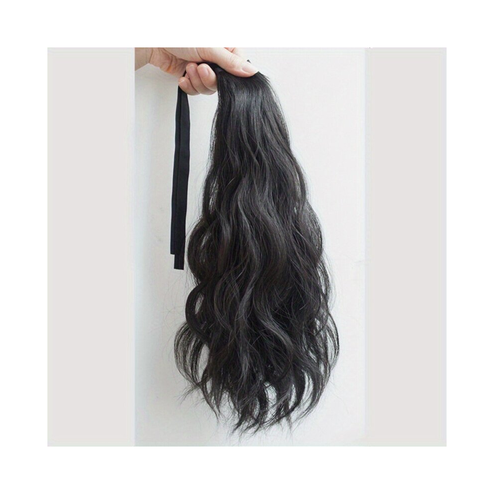 Water Wave Ponytail Extensions With Hair Ties Wrap Around Curly Wavy Ponytail Extensions For Women Synthetic Fiber Hair Extensions