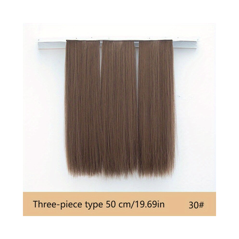 3pcs Hair Pads Long Straight Hair Pieces Synthetic Clip In Hair Extensions Natural Looking For Daily Use