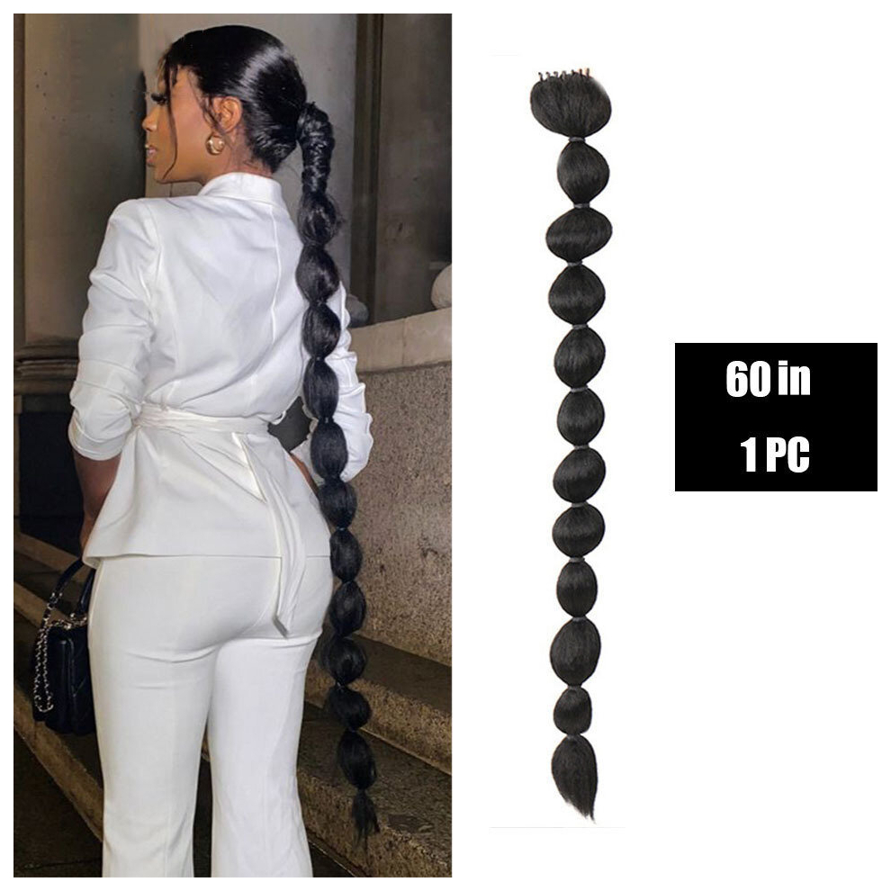 Long Afro Puff Kinky Straight Claw In Bubble Ponytail Extensions Synthetic Pony Tail Hairpiece For Women Clip In Hair Extensions