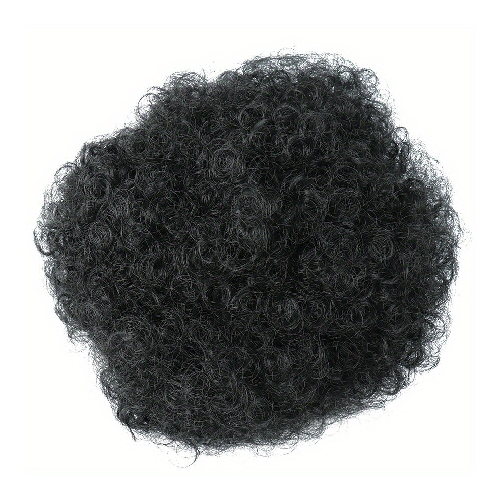 Unisex Black Afro Puff Drawstring Ponytail Short Kinky Curly Hair Bun Synthetic Hair Extensions Hairpieces Updo For Women Girls 1B
