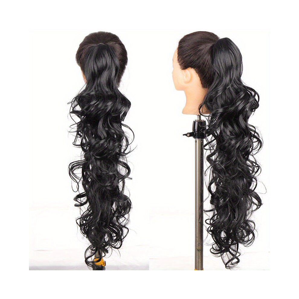 Unisex Black Womens Claw Clips Ponytail Wavy Long Curly Hair Extensions Voluminous Wigs Curled Synthetic Hairpieces 71