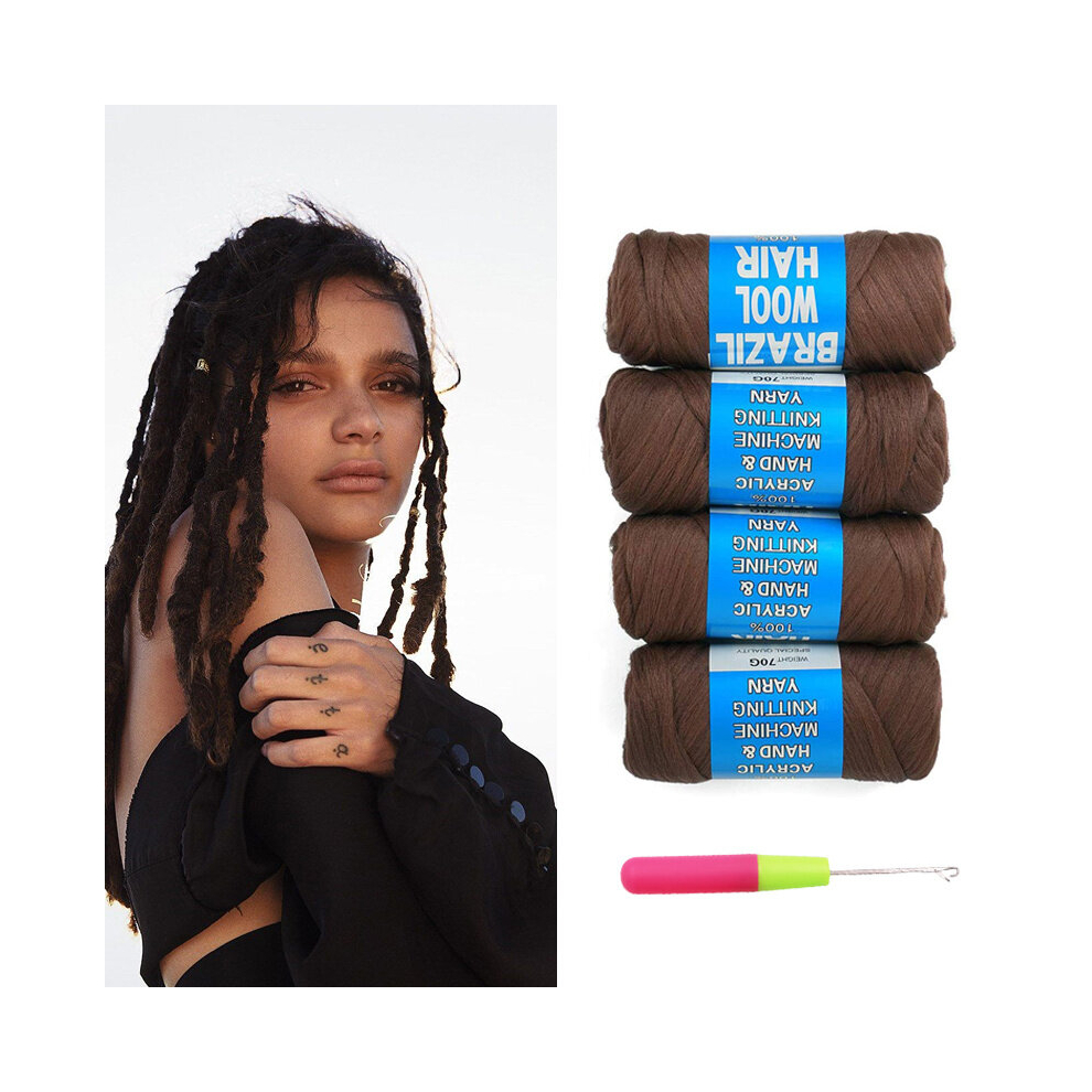 4 Roll Brazilian Wool Hair Yarn For Braids 70G Twisting Knitting Hair Yarn African Faux Locs Braids With Corkscrews Braids