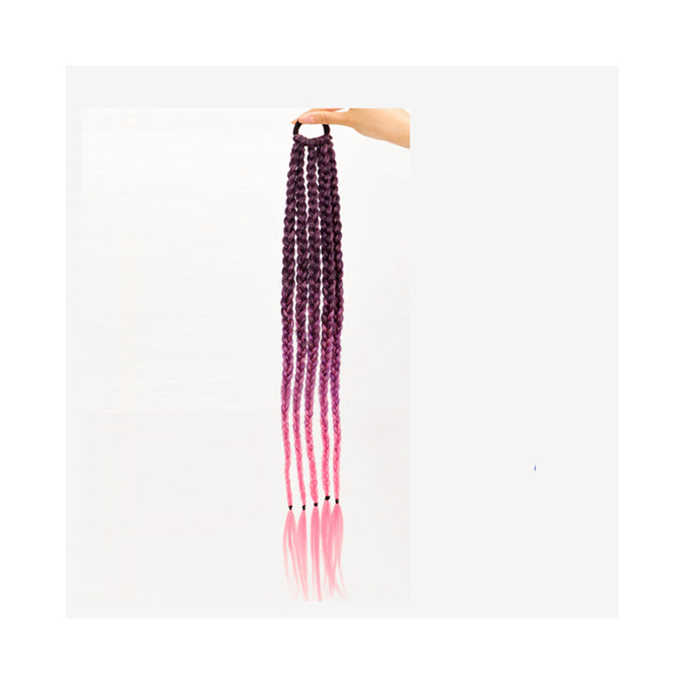Unisex Multicoloured Colored Braiding Hair Colored Braids Hair Extensions Colorful Wigs Ponytail Hair Ombre Wig With Rubber Bands Long Ponytail Wig Ponytail Wigs For Women