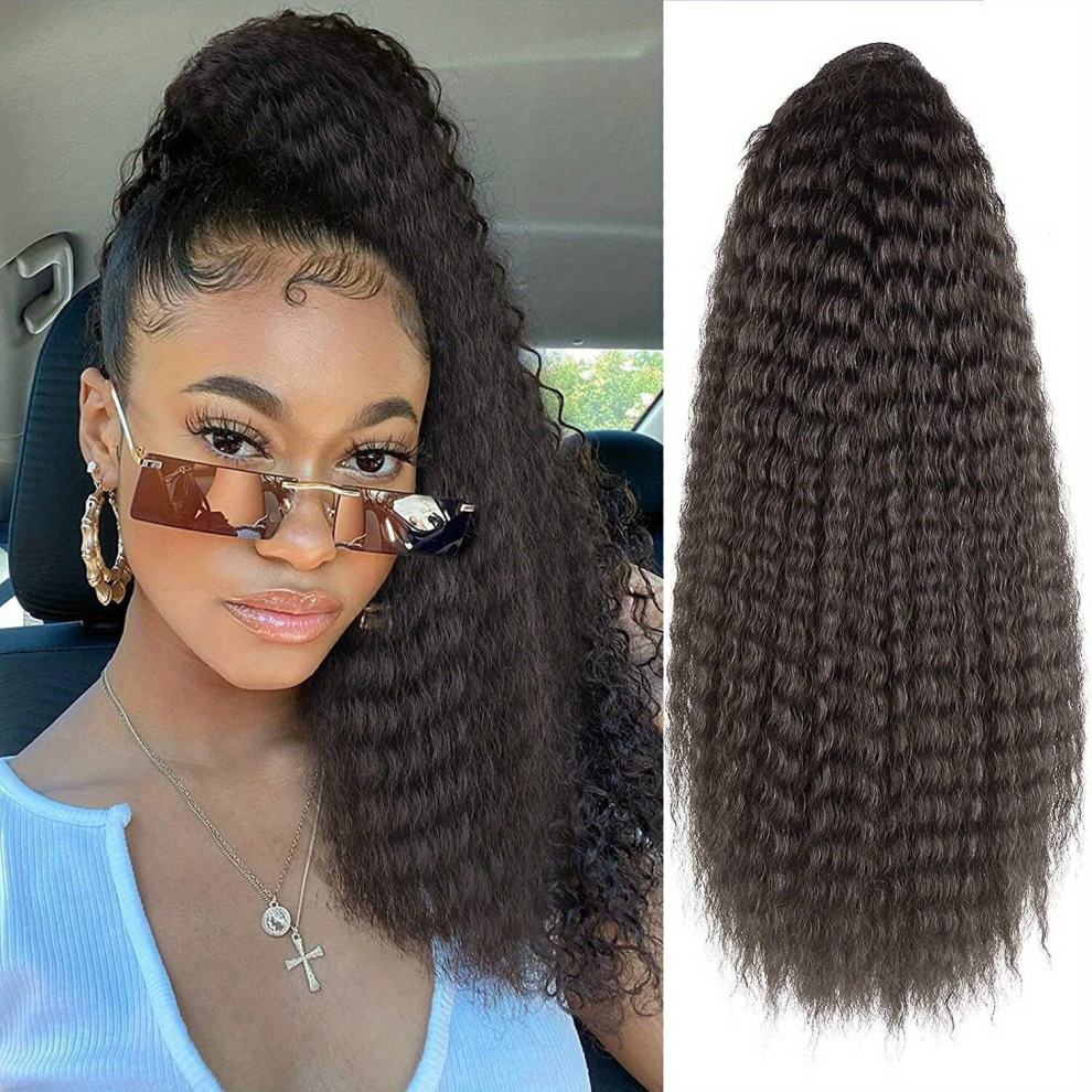 Drawstring Ponytail Long Curly Ponytail Extensions Synthetic Clip In Hair Extensions Natural Looking For Daily Use