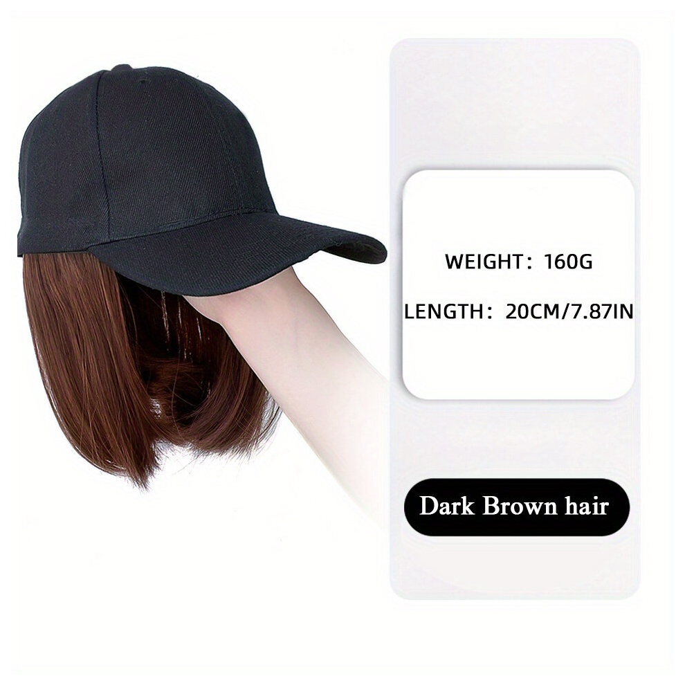 Natural Looking Short Straight Bob Wig with Baseball Cap Attached Perfect for Women and Girls