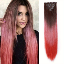 Haircube 24 inch Gradient Light Brown Hair Clip Hair Piece Multiple Matte Colors To Choose Easy To Wear 130g