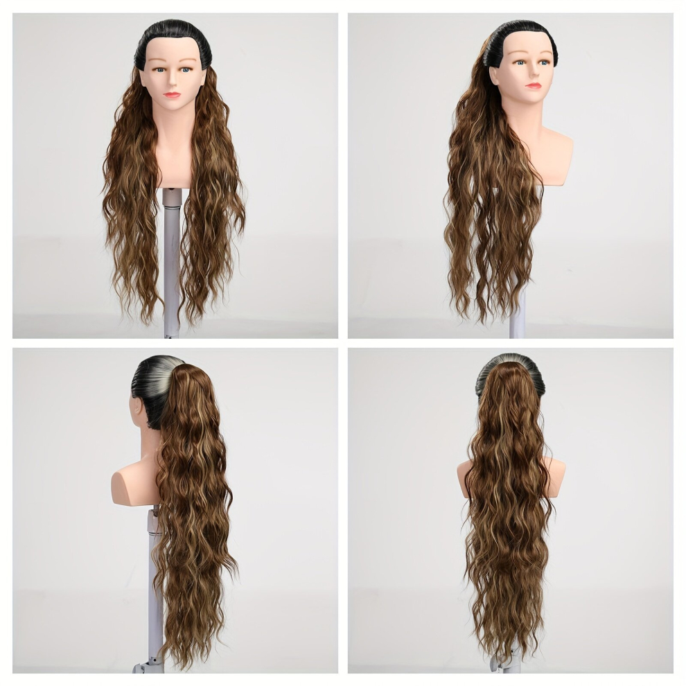 Unisex Multicoloured Ponytail Long Curly Wavy Ponytail Extensions Synthetic Hair Extensions Natural Looking For Daily Use