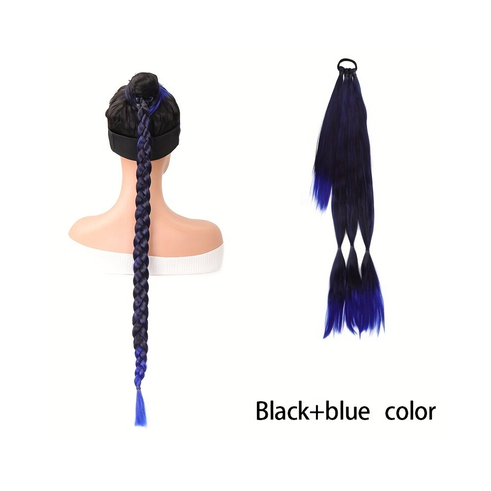 Box Braids Ponytail Pre Stretched Long Braided Ponytail With Elastic Hair Rope Synthetic Hair Extensions Fashionable For Daily Use Party