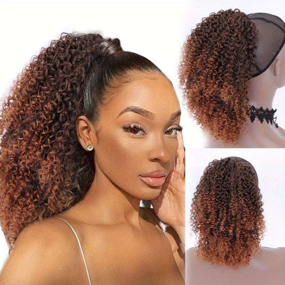 Short Afro Curly Drawstring Puff Ponytail For Women Natural Hair Clip Hair Drawstring Ponytails