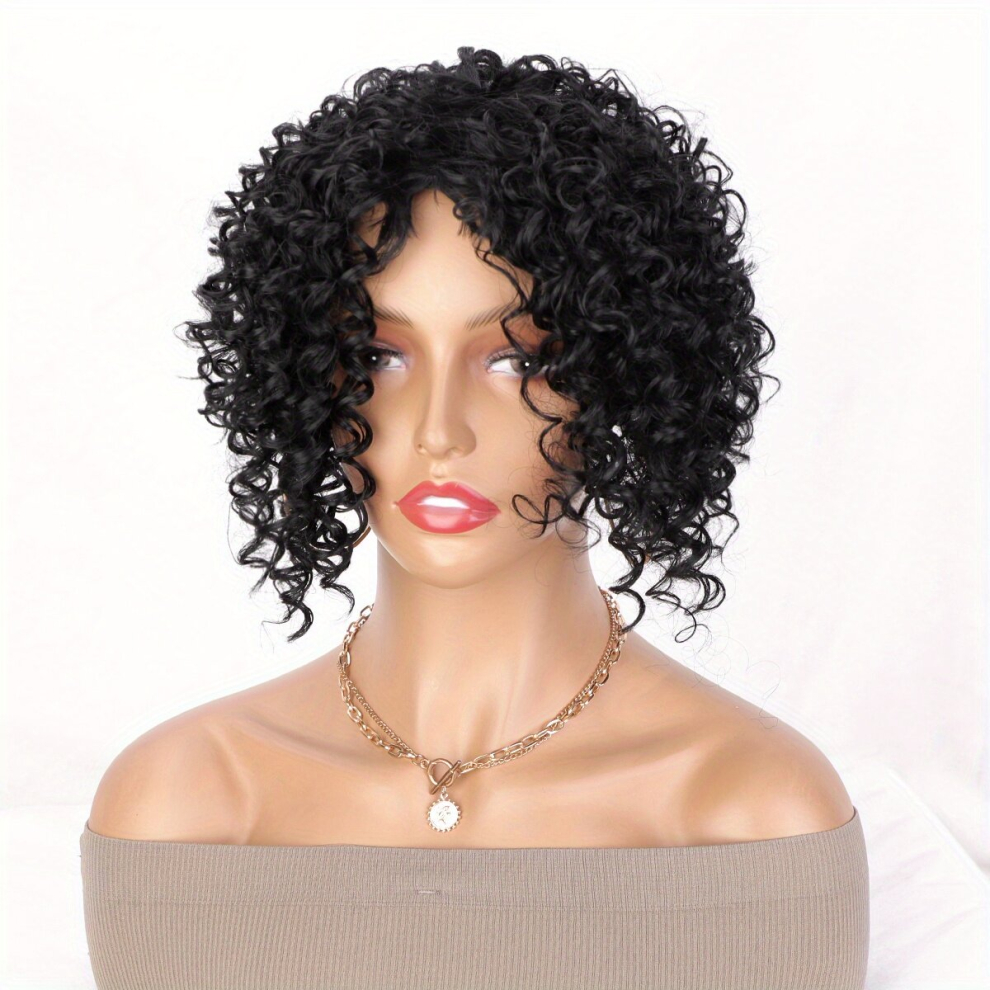 Afro Curly Kinky Hair Topper With Bangs 20 Synthetic Clip In Hair Extensions Natural Looking For Daily Use